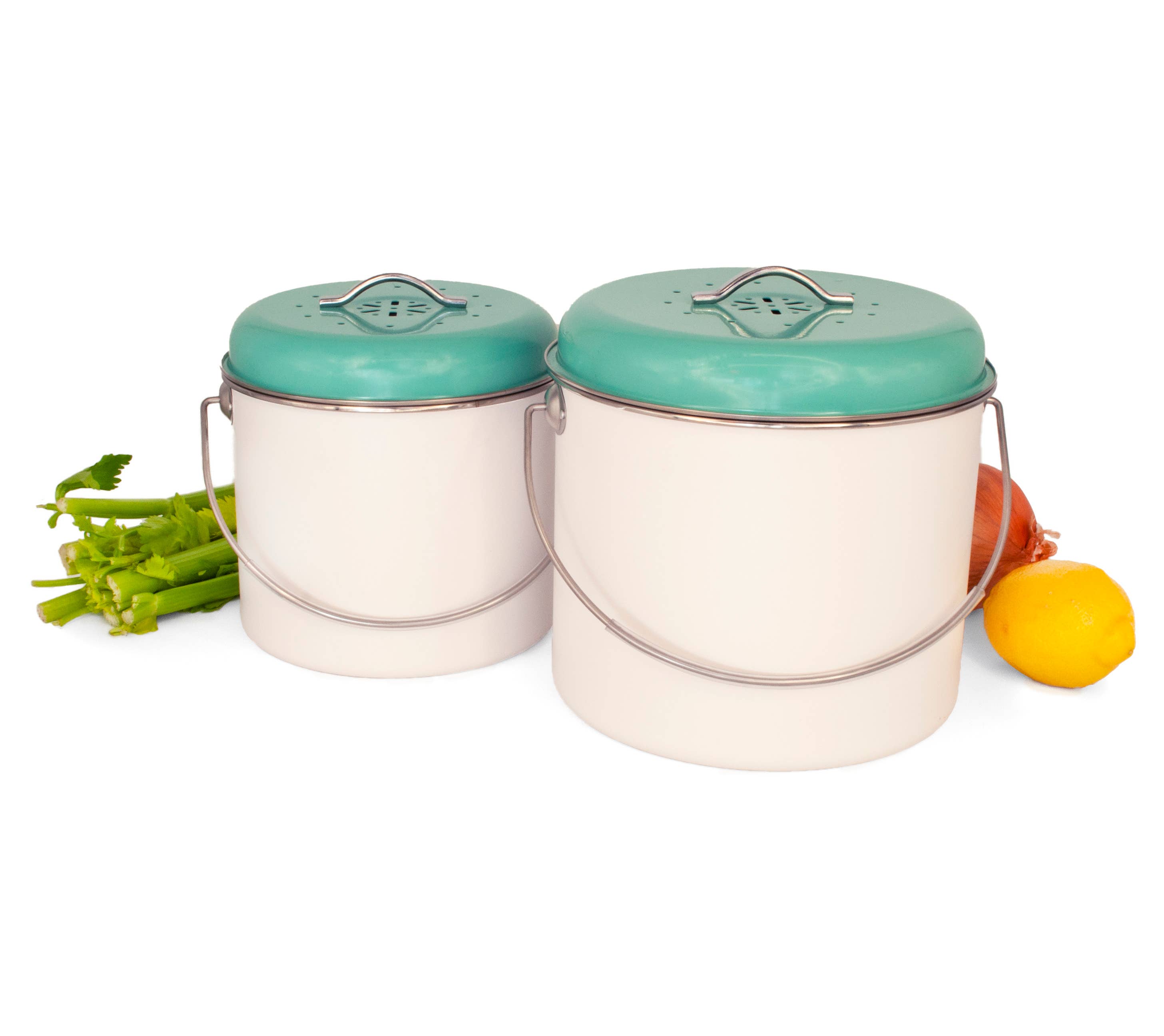 KITCHEN BASICS Compost Bin 8.5x7" 5.2Q Blue for wholesale on Faire3