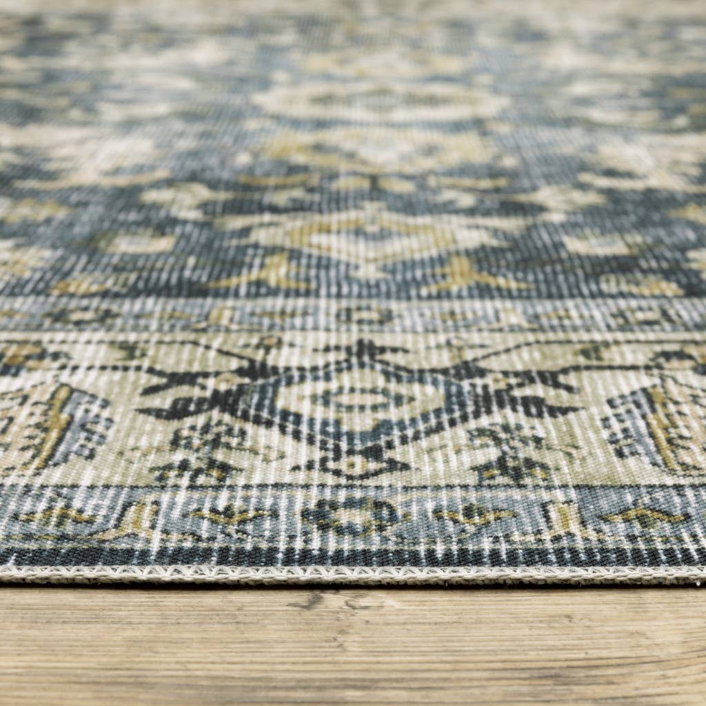 HomeRoots - Wholesale Area Rug - 7' X 10' Blue Gold Green And Ivory Oriental Printed Area Rug3