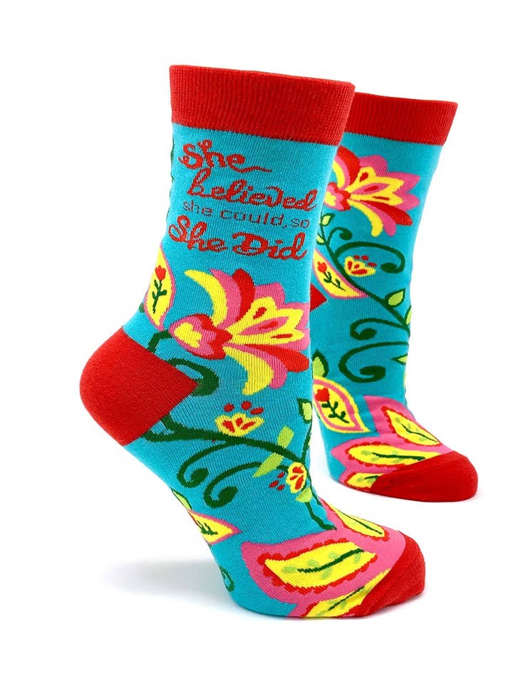 Fabdaz - Wholesale Socks - Women's - She Believed She Could, So She Did Women's Crew Socks