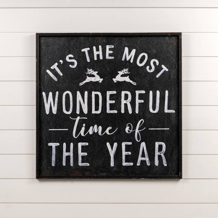 Ragon House - Wholesale Christmas Wall Art - BLACK & WHITE MOST WONDERFUL TIME SIGN1