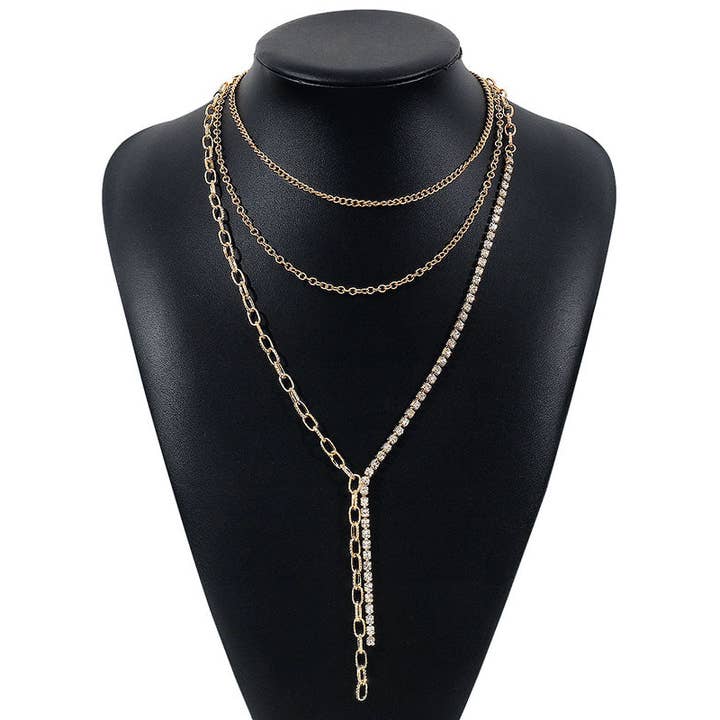 StyleGalX - Vente Sautoir et collier en Y - Chaînes, pierres du Rhin superposées, colliers et accessoires7