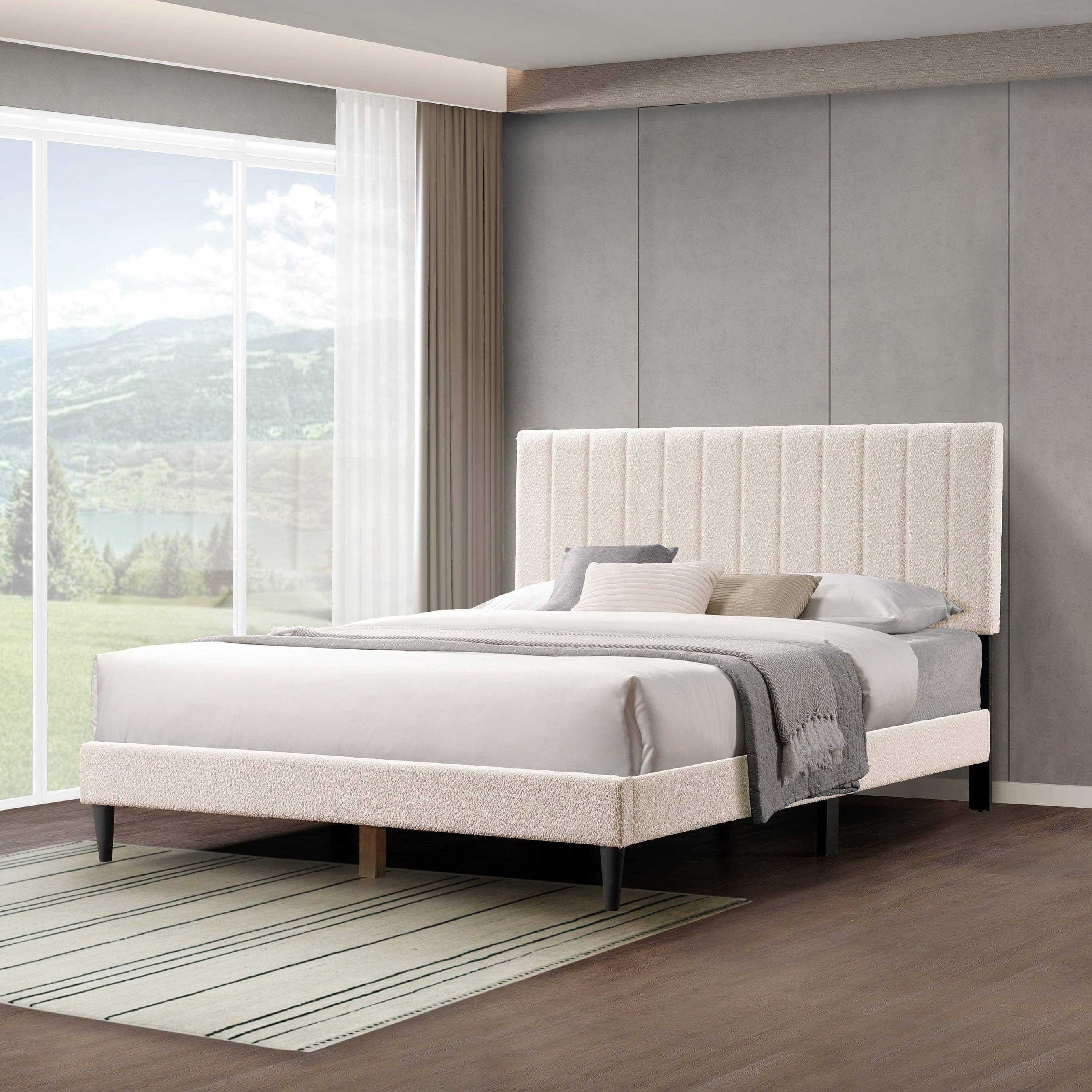 HOMYCASA DESIGN INC - Wholesale Bed - Normsman Dove Tufted Upholstered Platform Bed - Pearl White - Queen5