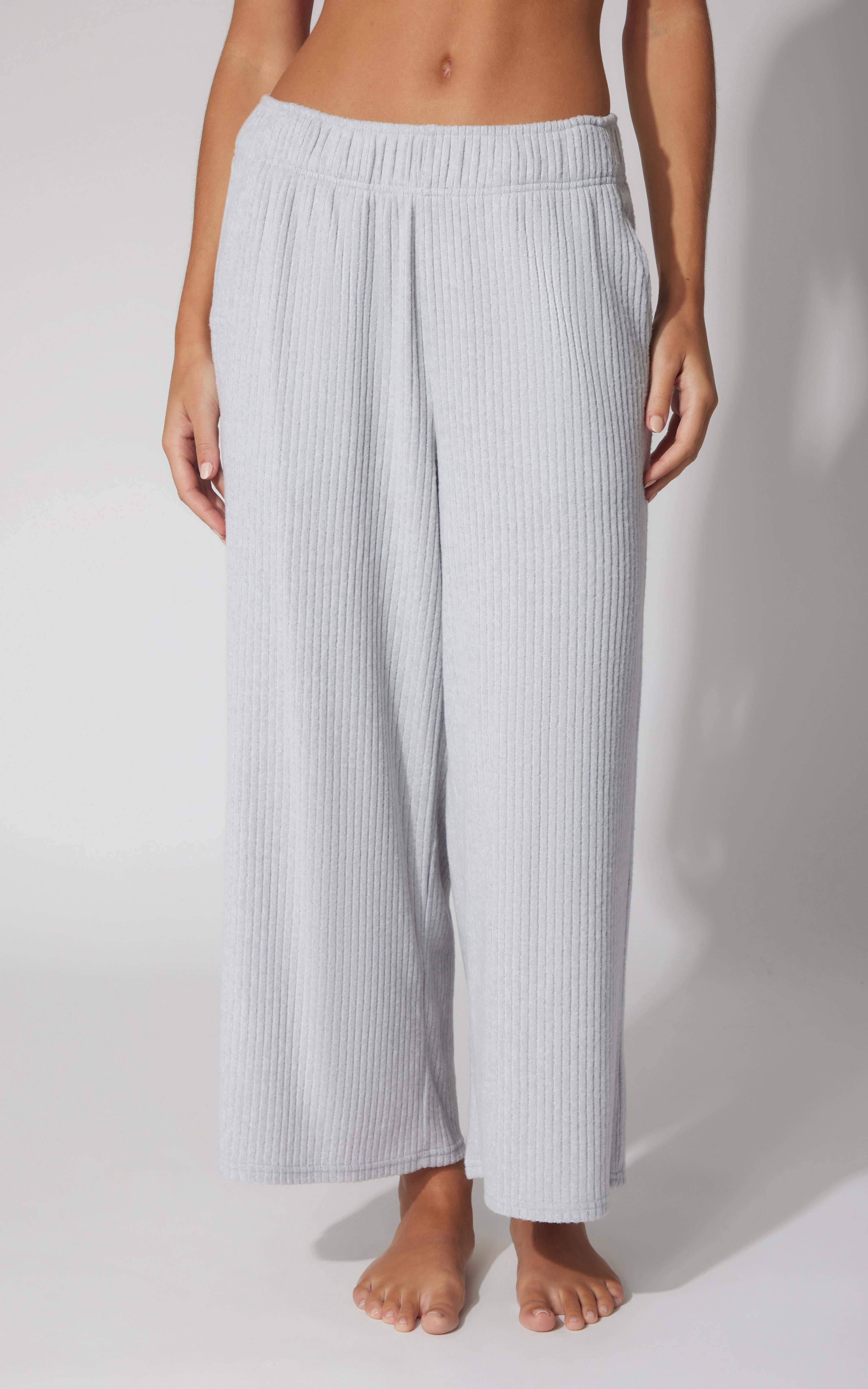 90 Degree by Reflex & Yogalicious - Wholesale Pants - Women's - Women's Rib Knit Everyday Wide Leg Pant with Side Pockets2