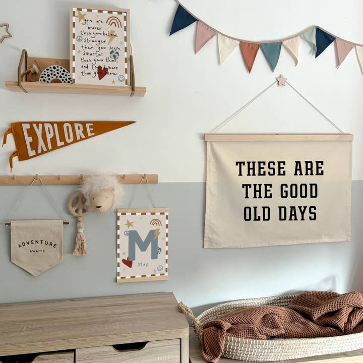These Are The Good Old Days 50x70cm - more lettering colours available. for wholesale by Little M