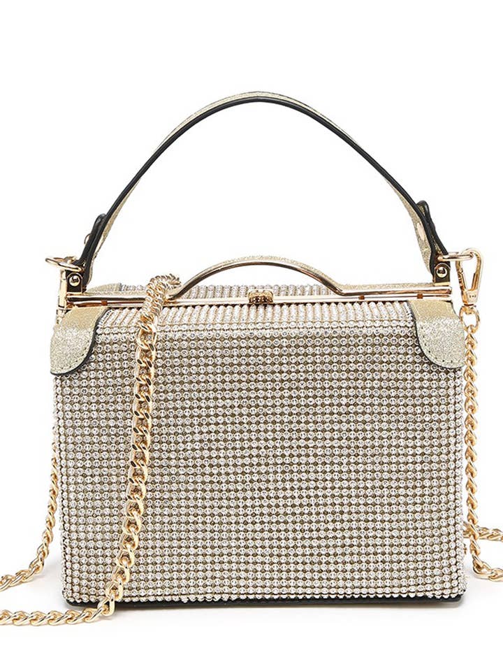 Bolso de mano tipo clutch con cierre de pedrería elegante y asa superior. para venta al por mayor de Ellas Trading