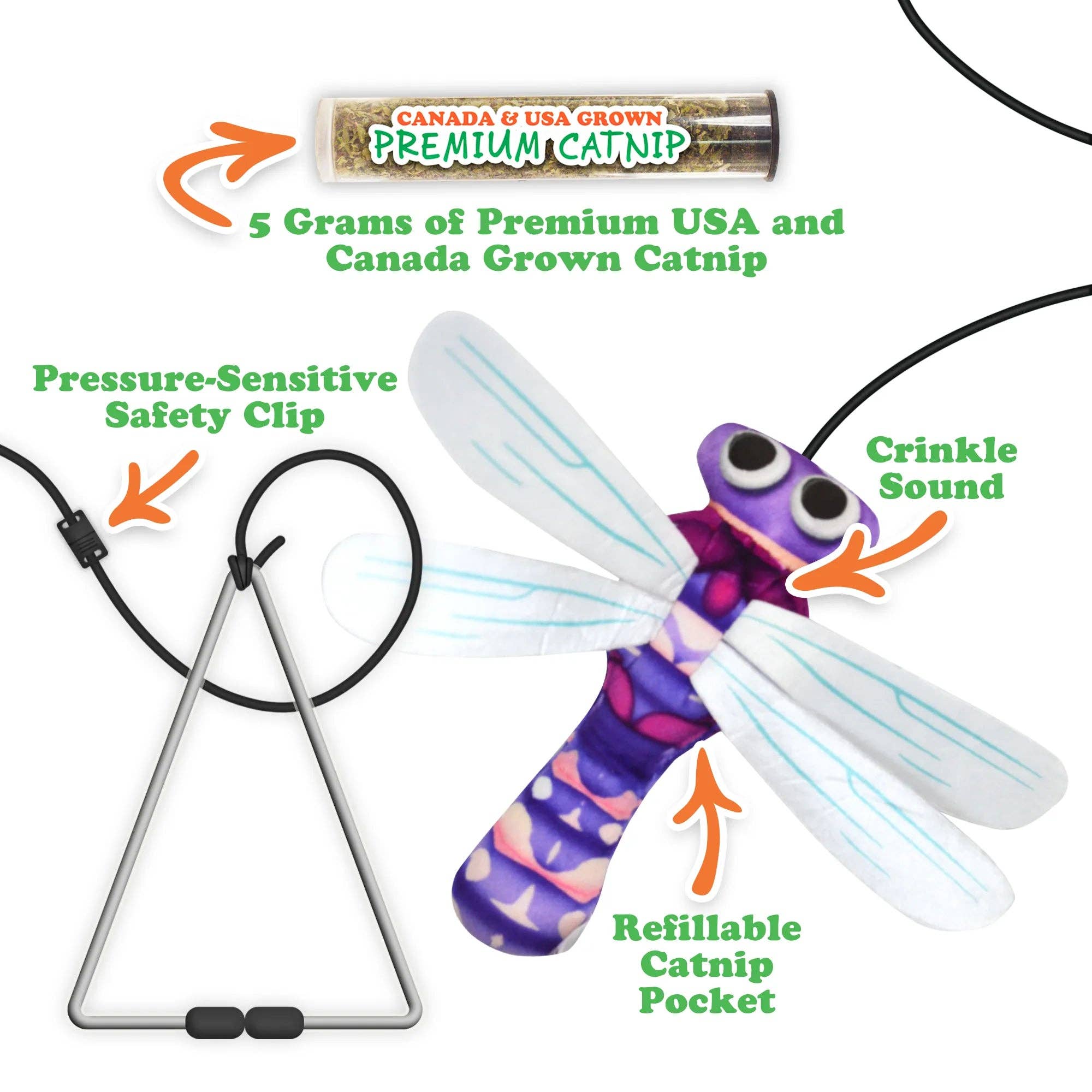SmarterPaw | Meowijuana & Doggijuana - Wholesale Pet Toy - Cat - Meowijuana® Jump 'n' Jamb Dragonfly Catnip Teaser Toy1