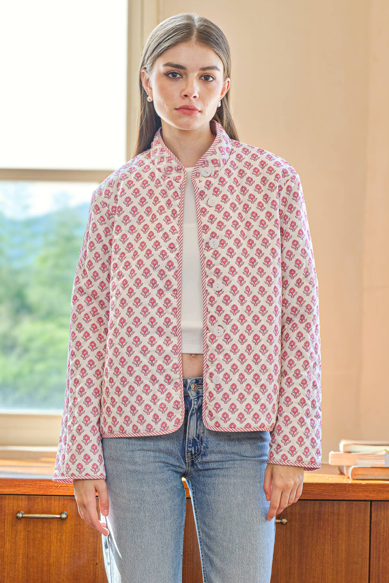 ROSIE POSIE - Wholesale Jacket - Women's - RP2545 - Two-in-One Reversible Floral and Stripe Jacket1
