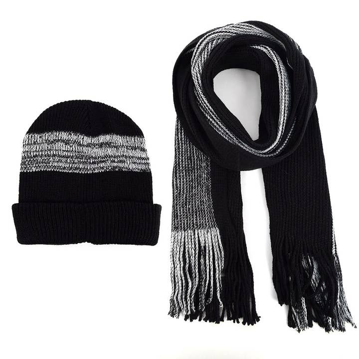 Selini New York - Wholesale Winter Accessory Set - Men's - Men's Winter Knit Wine Scarf and Hat Set