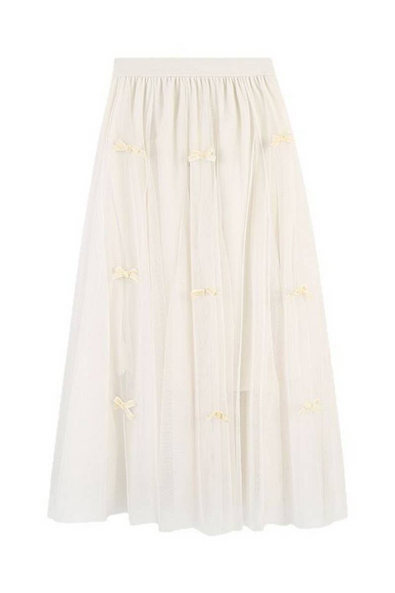NINEXIS - Wholesale Skirt - Women's - CWBLS00712_BOW MESH A-LINE MIDI SKIRT WOMEN4
