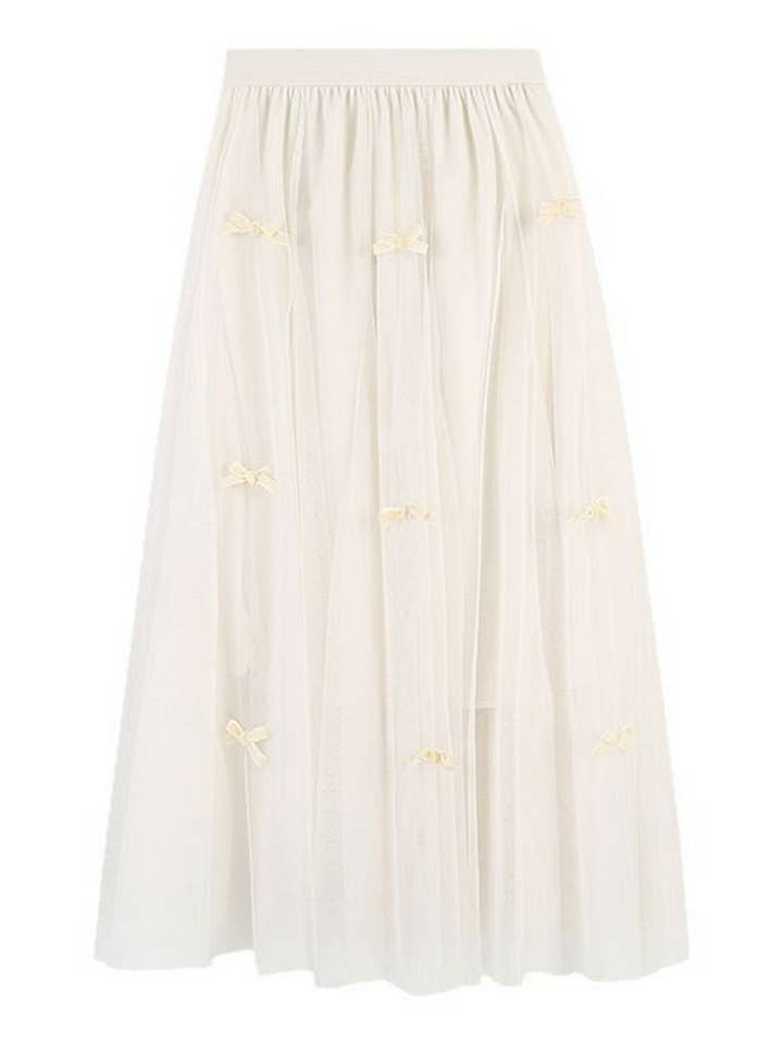 NINEXIS - Wholesale Skirt - Women's - CWBLS00712_BOW MESH A-LINE MIDI SKIRT WOMEN4