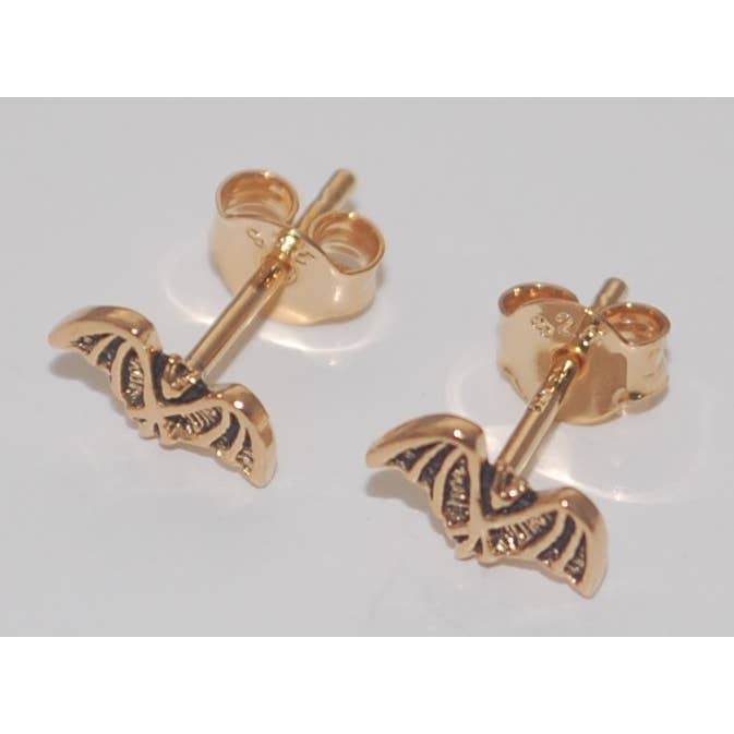 Semaki & Bird - Wholesale Stud/Post Earrings - Bat Stud Earrings gold Natural History