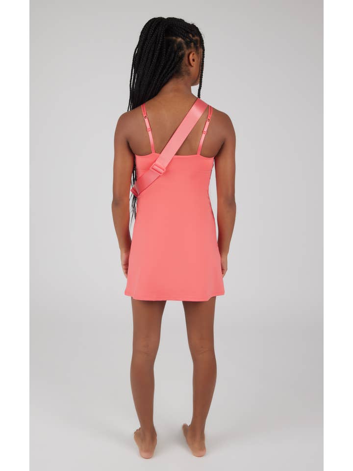 90 Degree by Reflex & Yogalicious - Wholesale Athletic Dress - Kids - Girls Lux Tennis Dress with Inner Bra and Fanny Bag - Set4