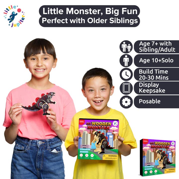 AYK Brand - Wholesale DIY Craft Kit - Kids - DIY Wooden Kit with Stickers - Monster Series (Monster Type 1)