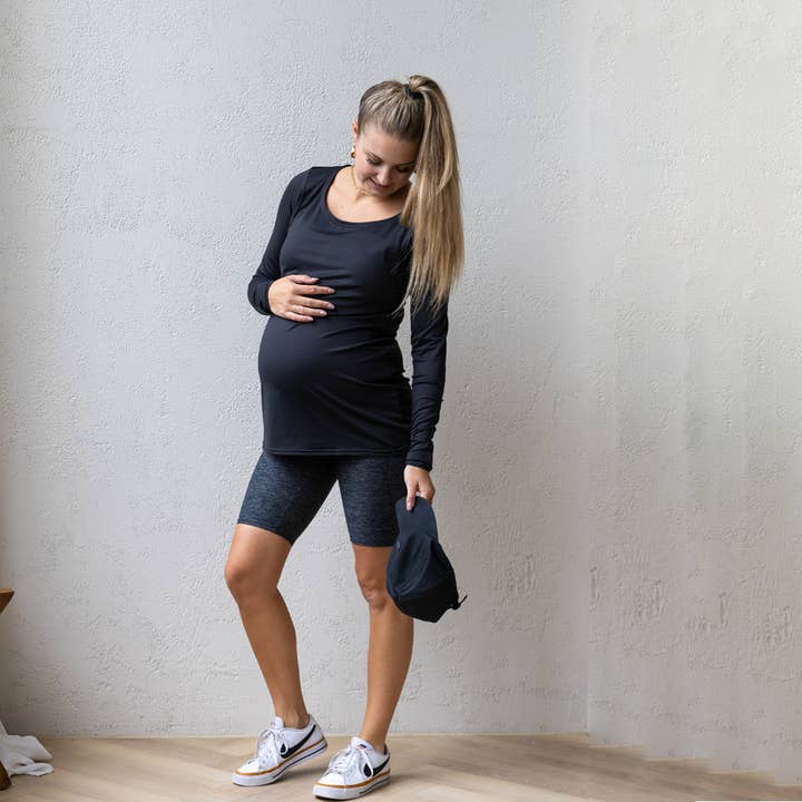 Emma Active Maternity Long Sleeve I Black for wholesale by New Genes Maternity