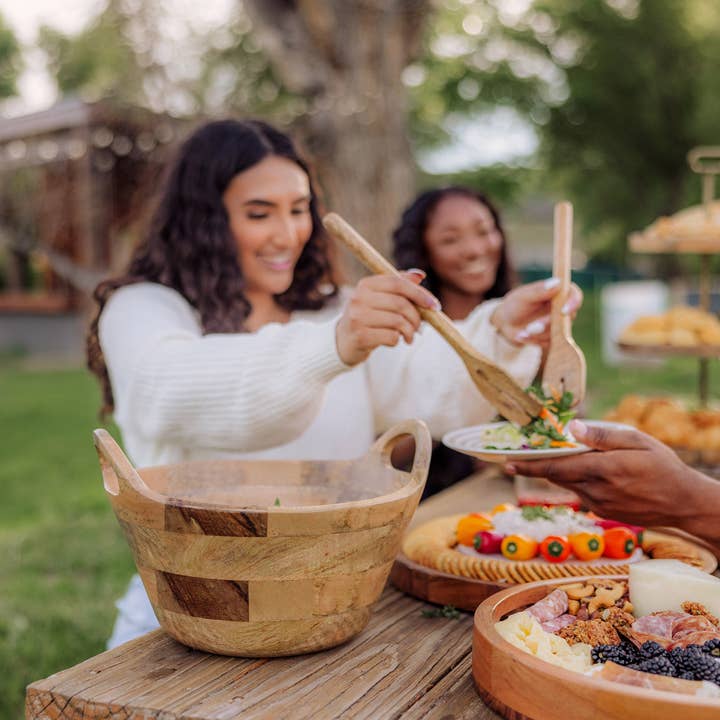 Mango Wood Ciotola Large Serving Bowl with Handles for wholesale on Faire5