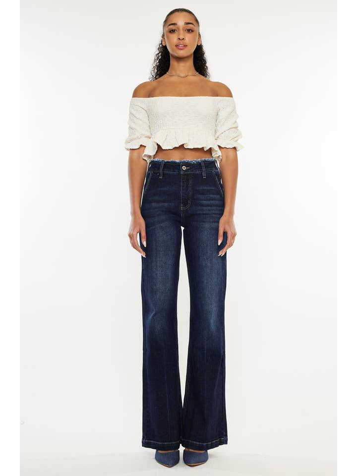 SCURO JEANS A ZAMPA A VITA ALTA OPEN PACK-KC70008D in vendita all'ingrosso su Faire6