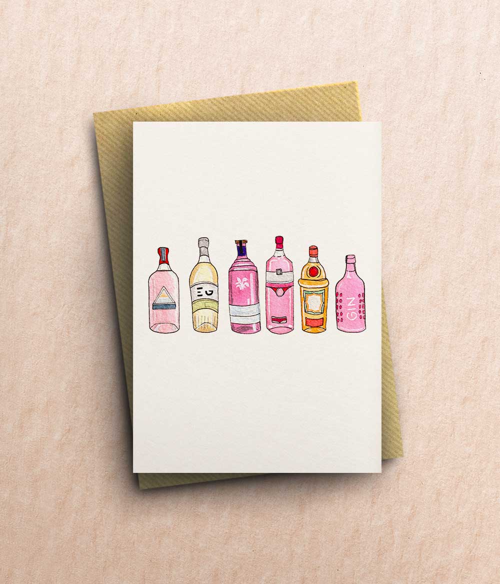 By Tilly – wholesale Everyday greeting card – Gin Bottles Greetings Card0