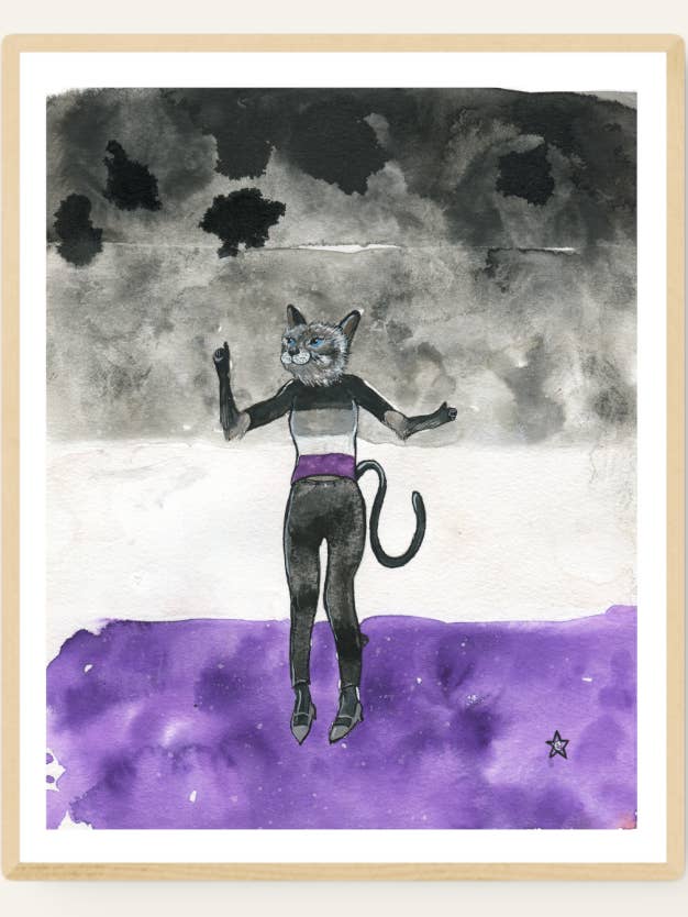 Gatto Asessuale - Orgoglio Queer LGBT+ - Stampa d'Arte 8x10 per la vendita all'ingrosso da parte di Darling Illustrations