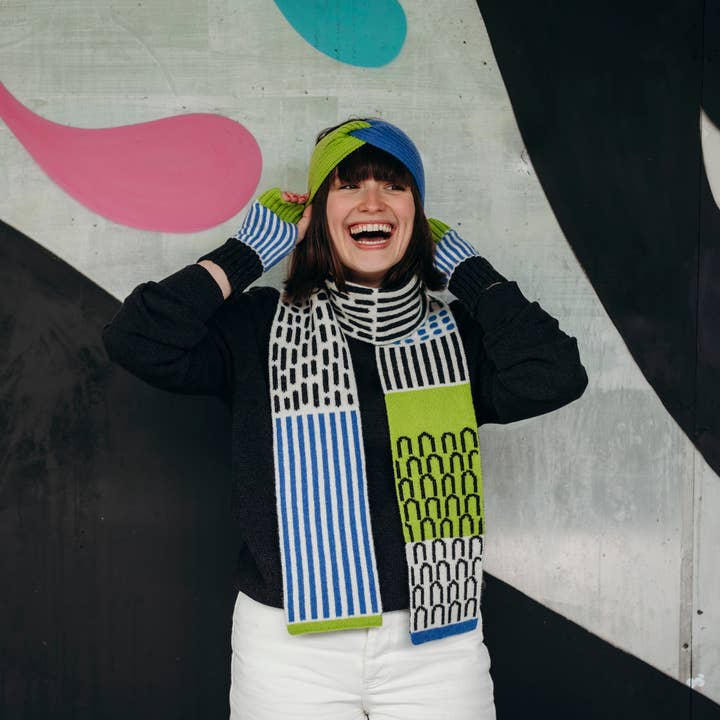 Candy Coated Accessories - Wholesale Scarf - Unisex - Lambswool Narrow Scarf - Pink, Yellow, Charcoal & Ecru1