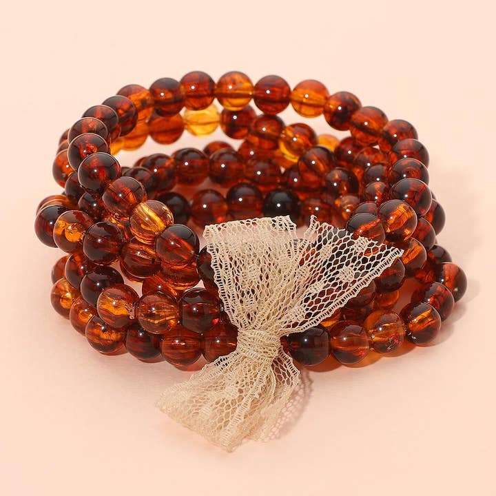 5 STK - Harpikskugle Perle Stræk Multi Lagdelte Armbånd for engroshandel hos Sensibling Corp.