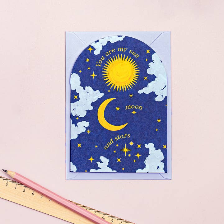 Sun Moon & Stars Card | Love Card | Anniversary | Valentines for wholesale by Vero Illustrates Art Prints and Greeting Cards