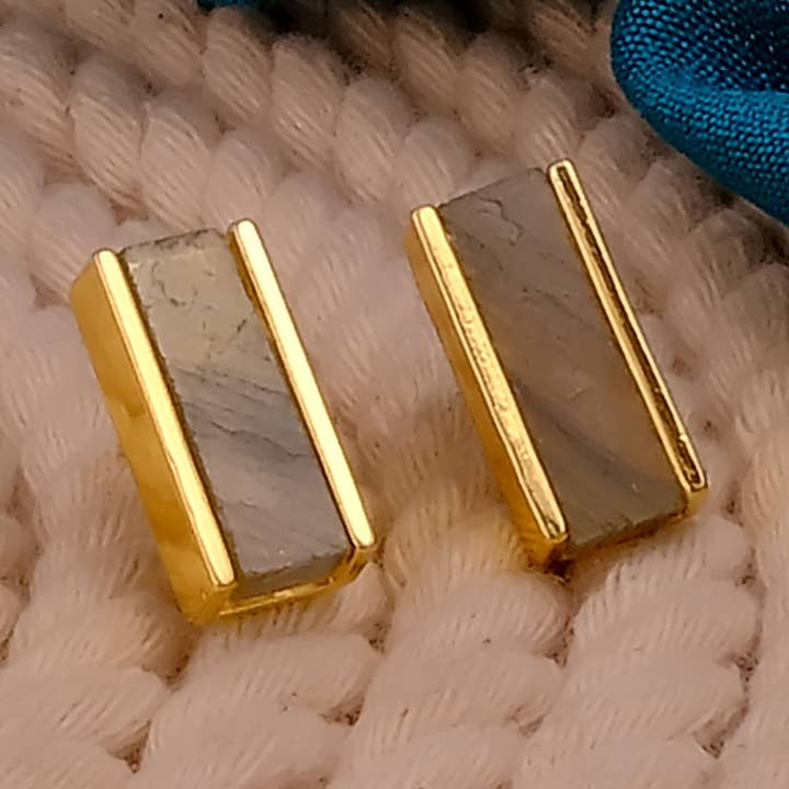 Labradorite Gemstone Bar Shape February Birthstone Studs for wholesale by El Joyero