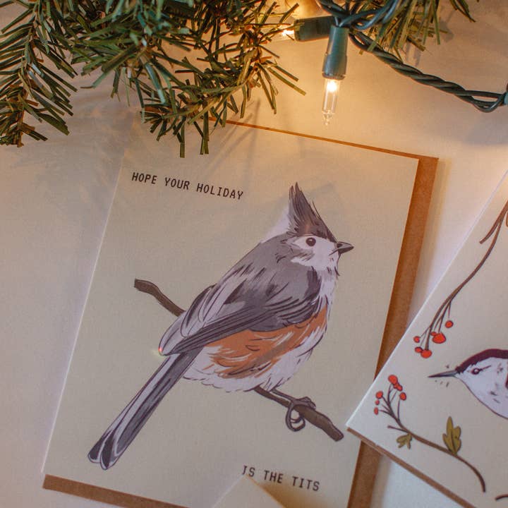 Brush + Bird Paper Co. - Wholesale Christmas Card - Funny Holiday Bird Card | Cheeky Titmouse Christmas Design4