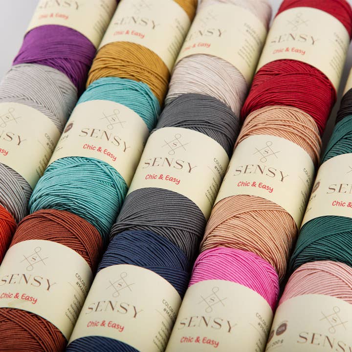 Sensy – Großhandel Garn – Sensy Premium Chic & Easy, 1,5 mm, 218 Meter, 50% Baumwolle, 50% Polyester, Häkelbeutel, Kordel, Häkelgarn