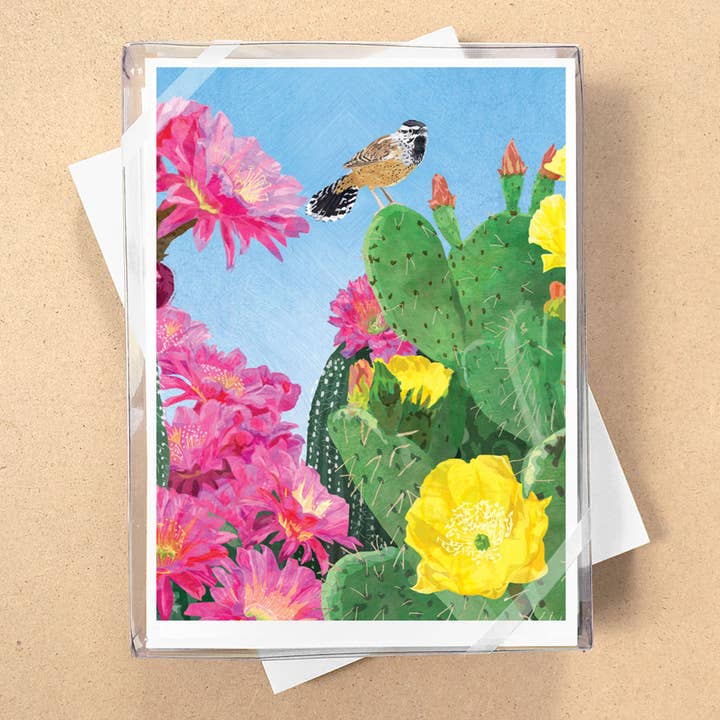 Cactus Wren Boxed Blank Cards for wholesale by Allport Editions