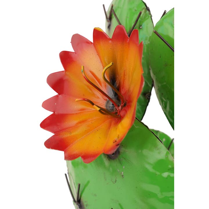 My Amigos Imports – wholesale Outdoor ornament/decor – Blooming Metal Prickly Cactus-Garden-Yard Art-8x8x17H inches2