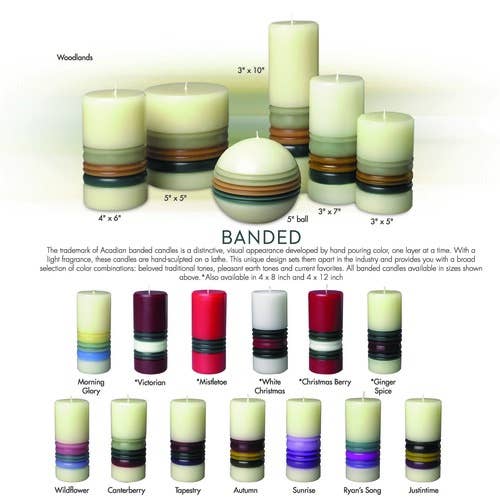 Banded Candles 12 oz. for wholesale by Acadian Candle Company