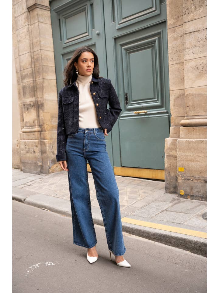 CHOKLATE PARIS - Wholesale Jacket - Women's - Élise tweed jacket with denim inserts - CK085084