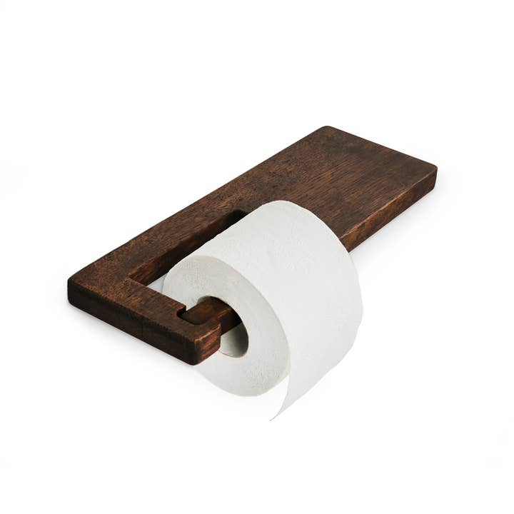 PromiDesign - Wholesale Toilet Paper Holder - Rustic Wall-Mount TP Holder with Wood Shelf Storage6