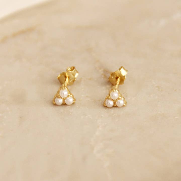 MAIVE - Wholesale Stud/Post Earrings - Trio Pearl Studs