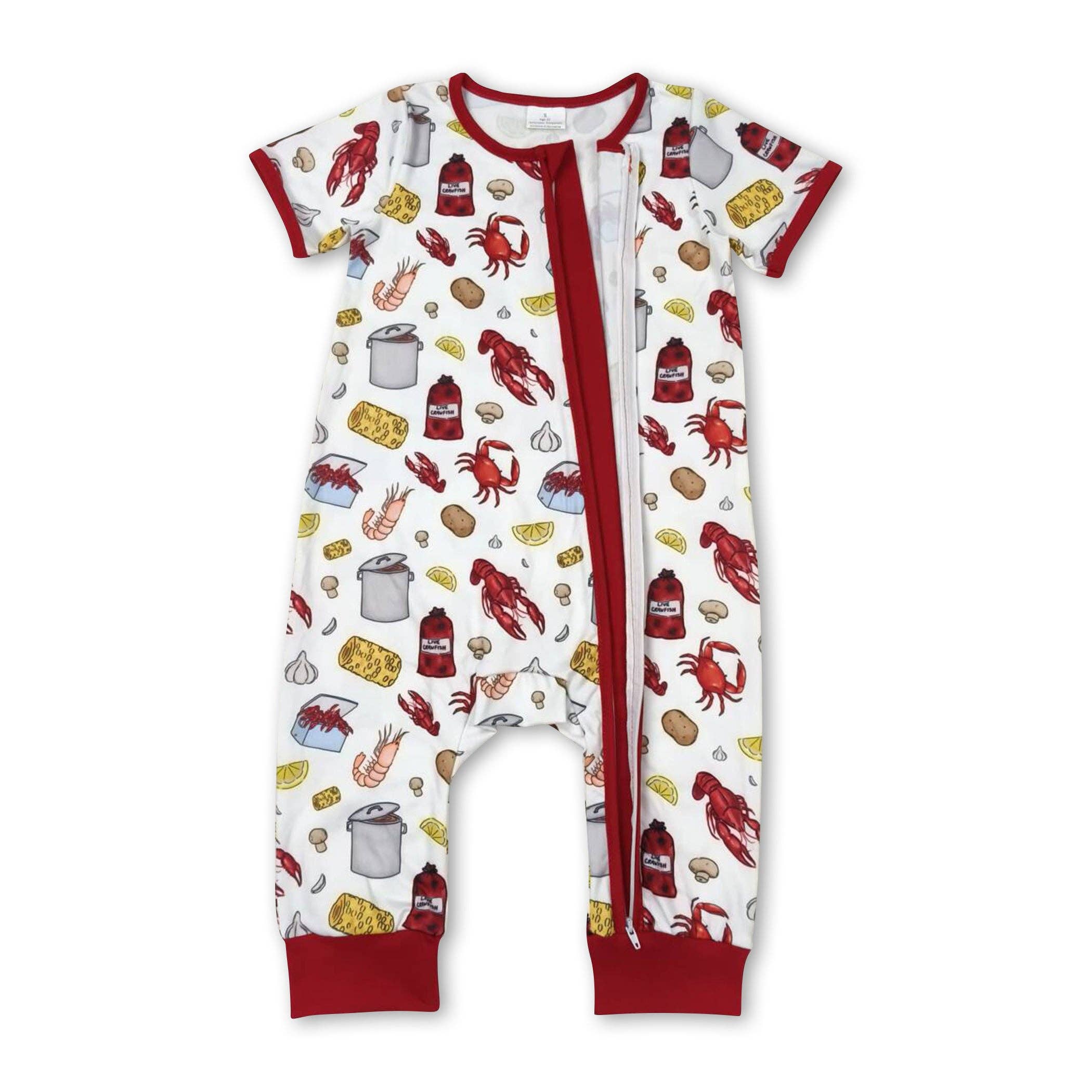 Yawoo Garments - Wholesale Jumpsuit - Baby - Short sleeves crab crawfish baby zipper romper1