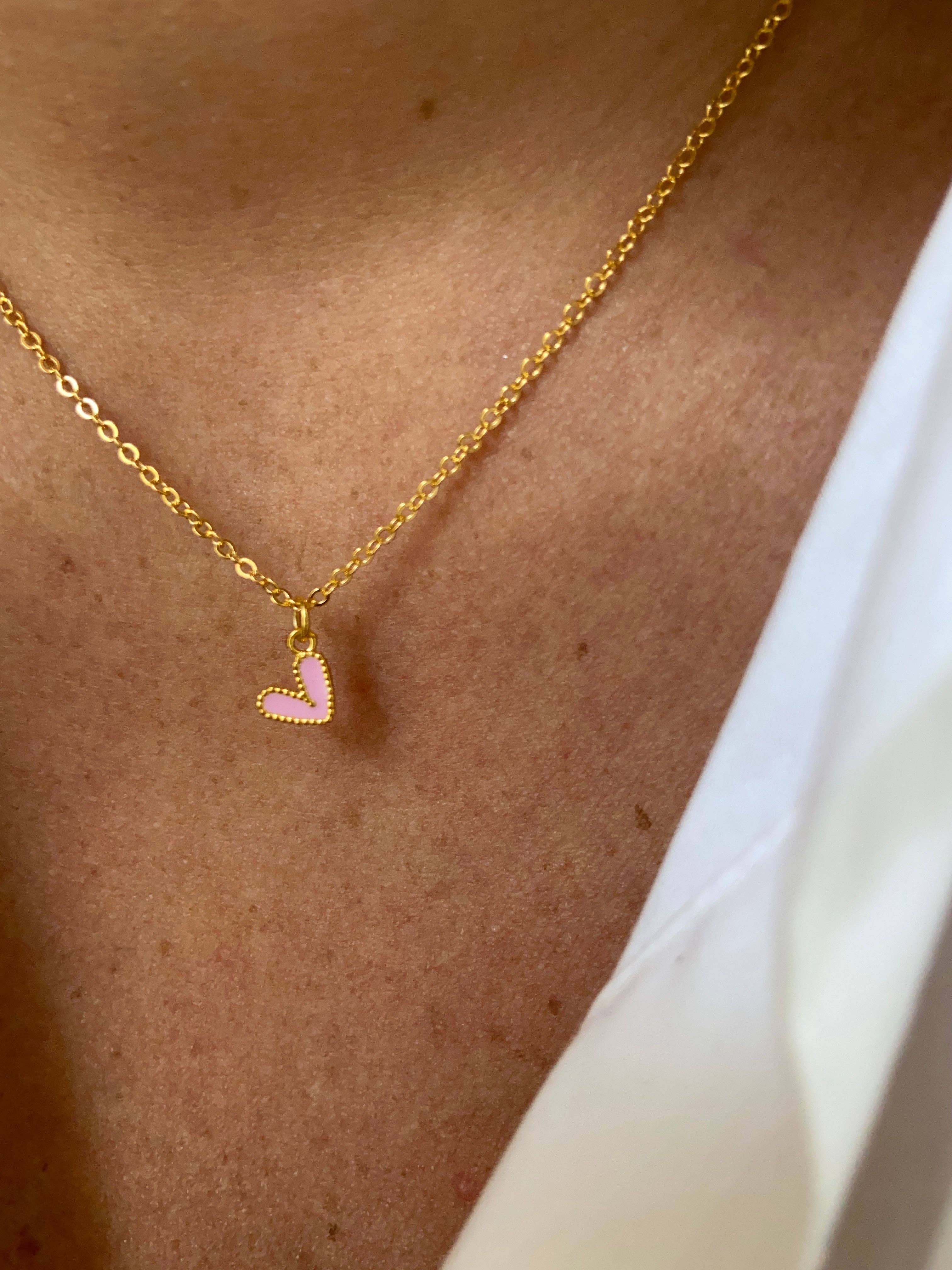 A.B. Paris - Vendita all'ingrosso Collana con ciondolo/pendaglio - Collana mini cuore in ottone placcato oro 24k8