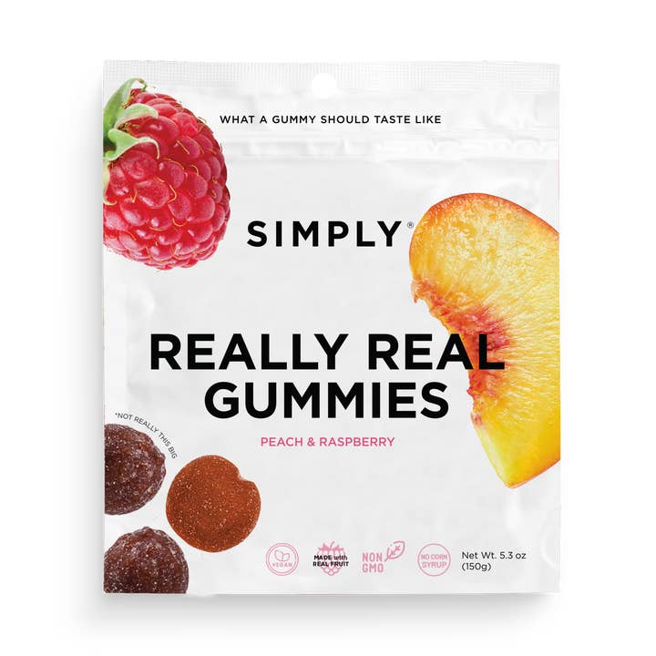 Simply Gum - Wholesale Gummy - Really Real Gummies - Peach Raspberry (5.3 oz Bags)