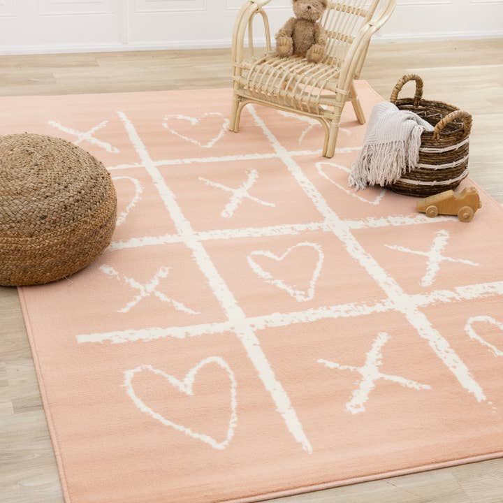Tapis Design XO Faira Rose Blanc pour la vente par Kalora