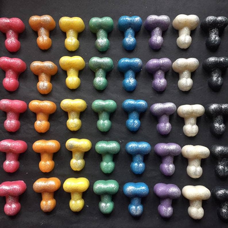 Scent with Profanity - Vente Fondants - Lot de 2 petits pénis Willy/Dick Rude Wax. Cadeau pour enterrement de jeune fille1