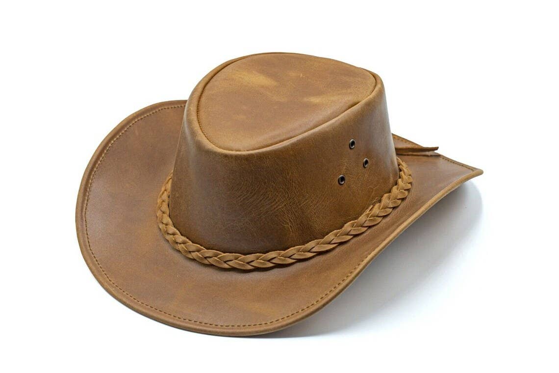 Hadzam - Vendita all'ingrosso Cappello da cowboy - Unisex - Cappello da cowboy Outback in pelle resistente da uomo e donna.4