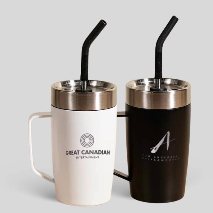 LAMOSE - Vendita all'ingrosso Bicchiere/tazza termica - Bicchiere isolante inciso con logo personalizzato con manico e cannuccia 4