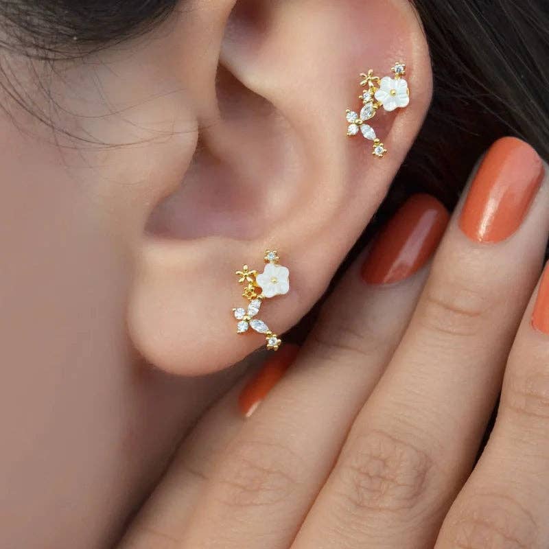 StockJWL - Wholesale Stud/Post Earrings - Magnolia Flower Earring, Earrings, Stud Earrings Stud  Piercing Helix Stud Cartilage Conch  Gold  Rose  Silver  Gift For Her3