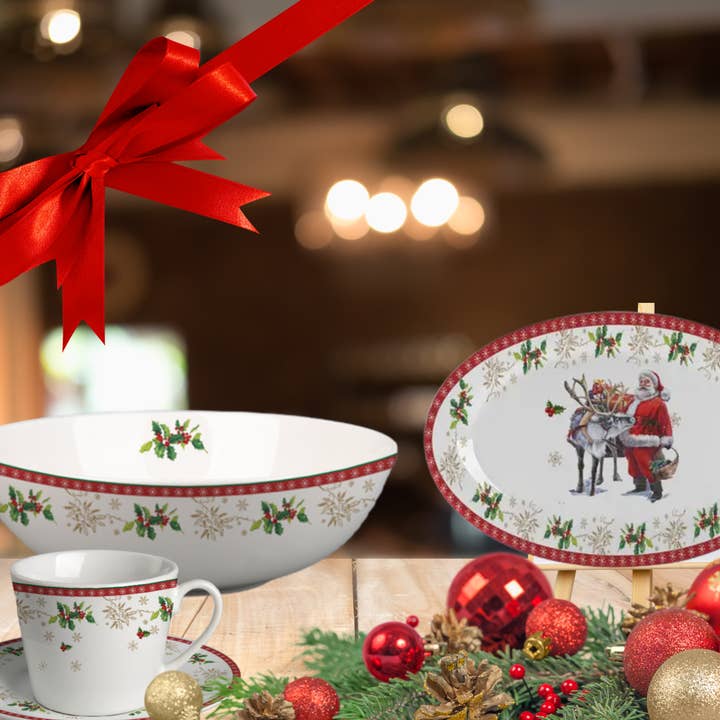 MT TRADE - Wholesale Serving Tray - Porcelain serving dish with Christmas patterns2