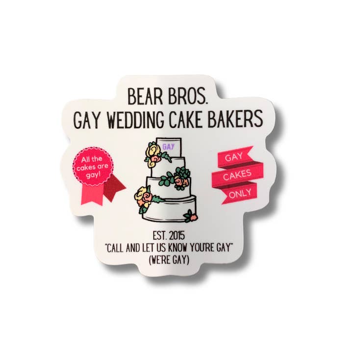 Bear Bros Gay Bröllopstårta Baker Vinyl Klistermärke | Pride LGBTQ för wholesale av GetBullish