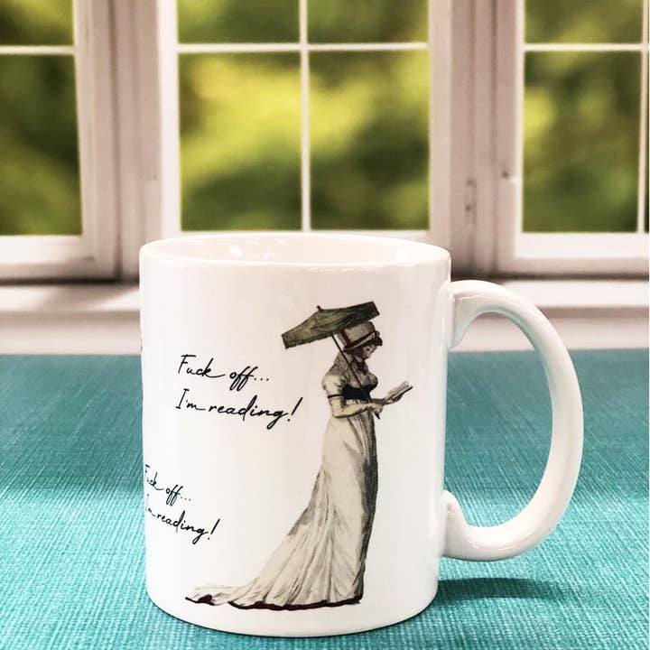 Fly Paper Products - Wholesale Koffiemok - Verdomme, ik ben Regency Era Bridgerton damesmok aan het lezen5