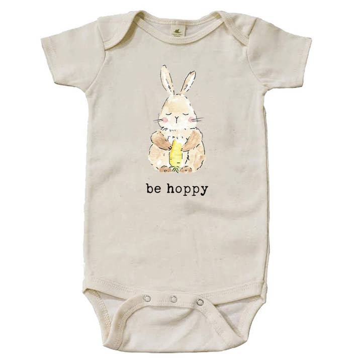 "Be Hoppy" Bunny Short Sleeve Organic Bodysuit for wholesale by House Of Luna