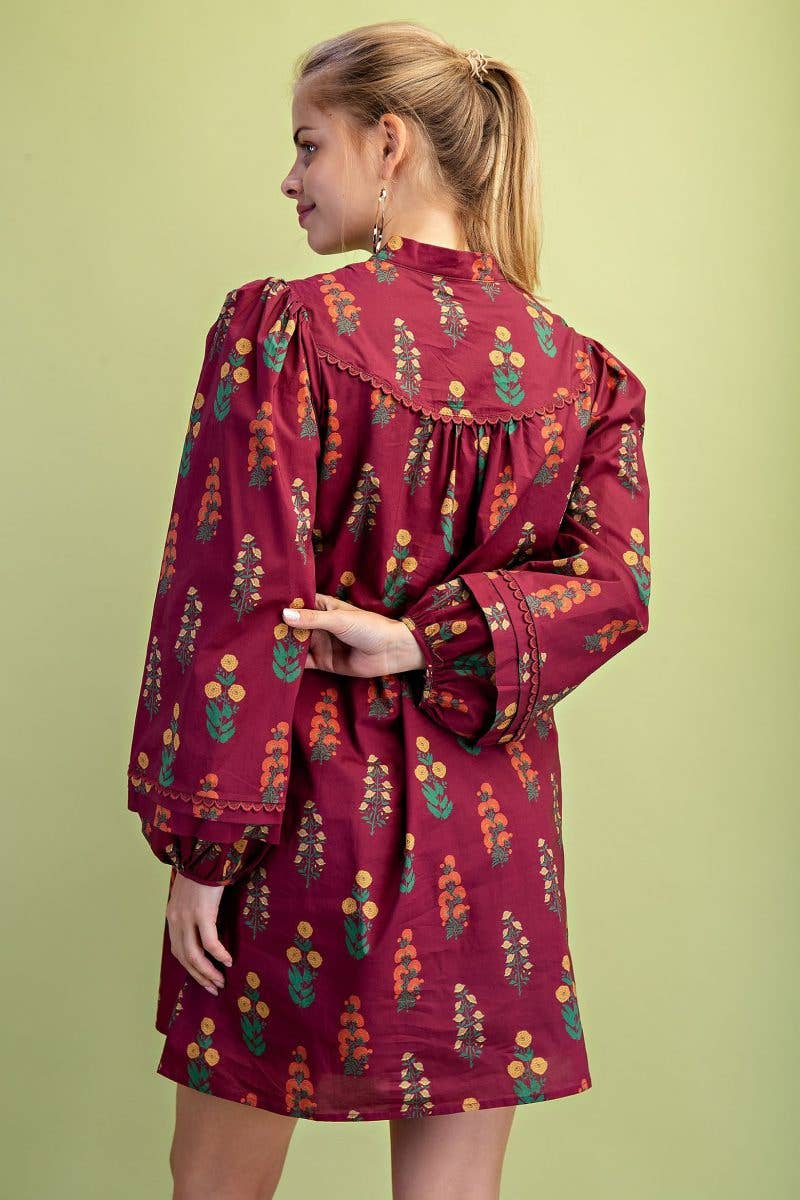 Vanilla Monkey – Vestido - Mulher por atacado – Vestido Mini com Estampa Floral e Meio Abotoamento2