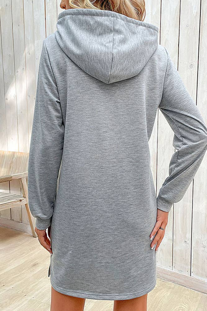 Light Gray Grey Striped Hooded Long Sleeves Dress BFZY587 for wholesale on Faire2