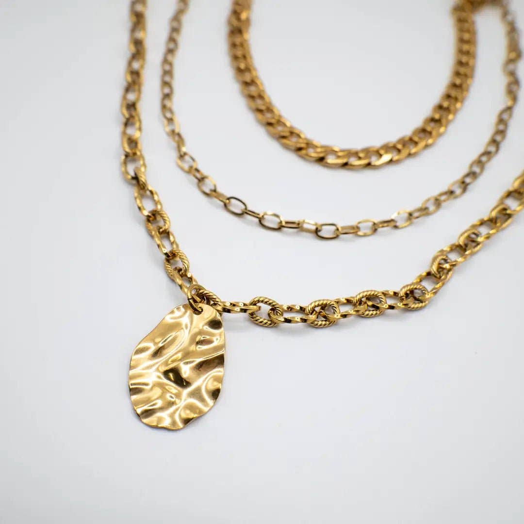 OE! - Venta al por mayor Collares con colgantes/abalorios - COLLAR DE CADENA CHAPADO EN ORO DE 18K A CAPAS1