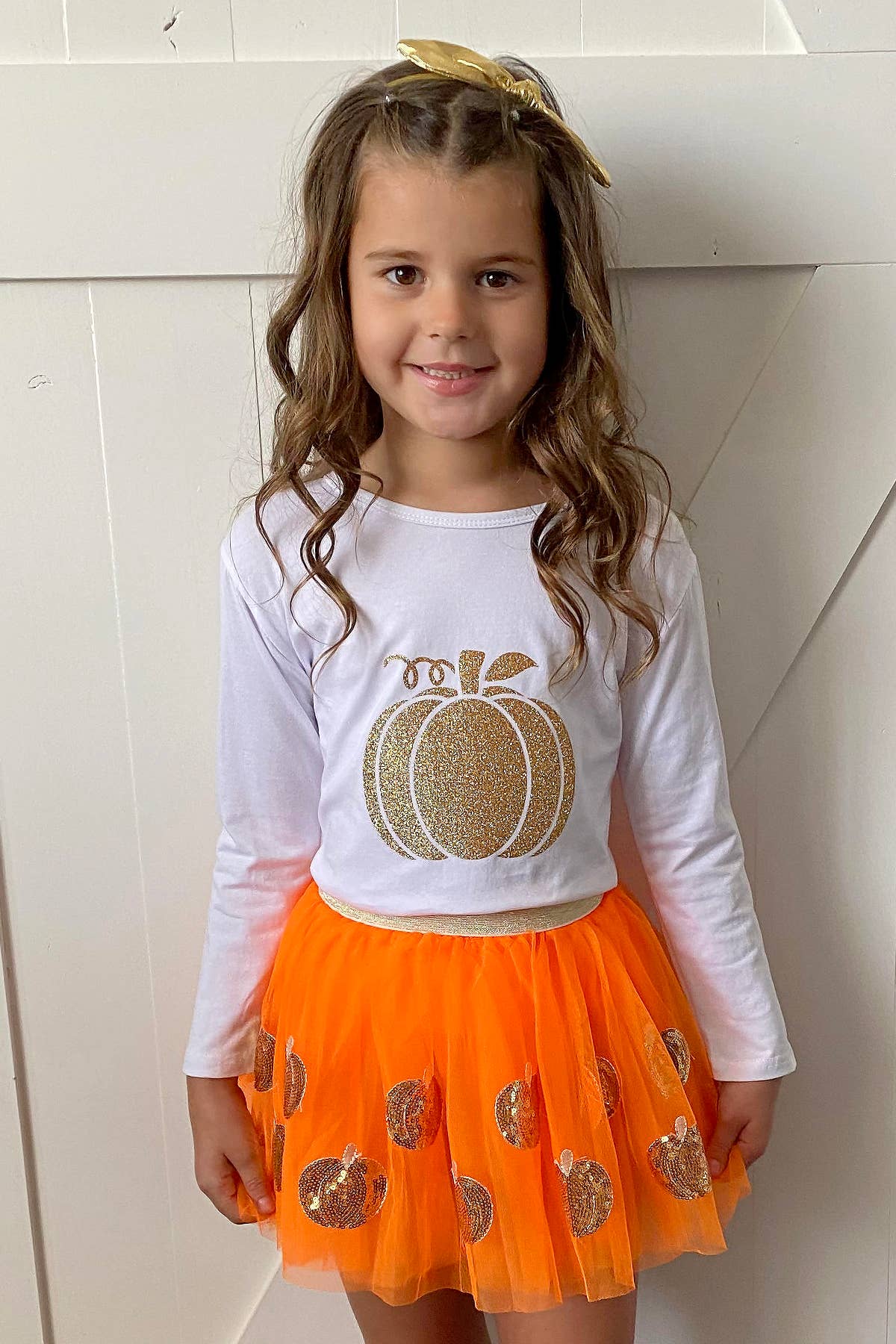 Sparkle Sisters by Couture Clips – wholesale Screen-printed t-shirt – Kids – Gold Pumpkin T shirt8